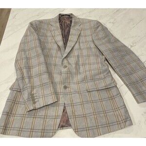 Vtg Retro Modern Ivy League Citterio Italian-Made Wool Sport Coat Plaid 40R